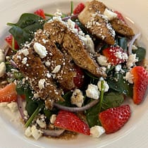 Marinated Chicken and Feta Strawberry Spinach Salad